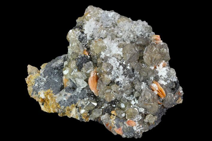 Cerussite Crystals with Bladed Barite on Galena - Morocco #128013